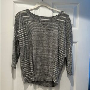LOFT Women's Heathered Gray Striped Sweater